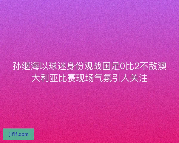 孙继海以球迷身份观战国足0比2不敌澳大利亚比赛现场气氛引人关注